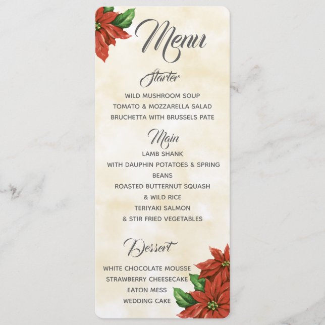 Vintage Poinsettia Menu (Front)