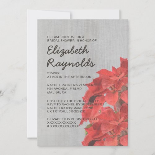 Vintage Poinsettias Bridal Shower Invitations