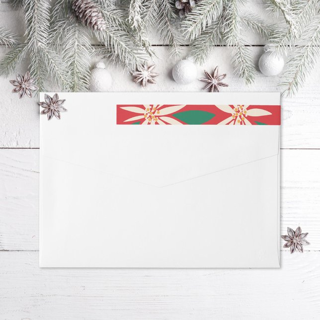 Vintage Poinsettias Christmas Wrap Around Label (Creator Uploaded)