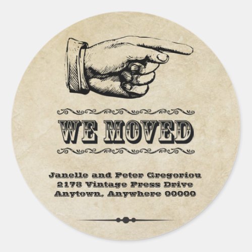 Vintage Pointer Moving Announcement  Sticker