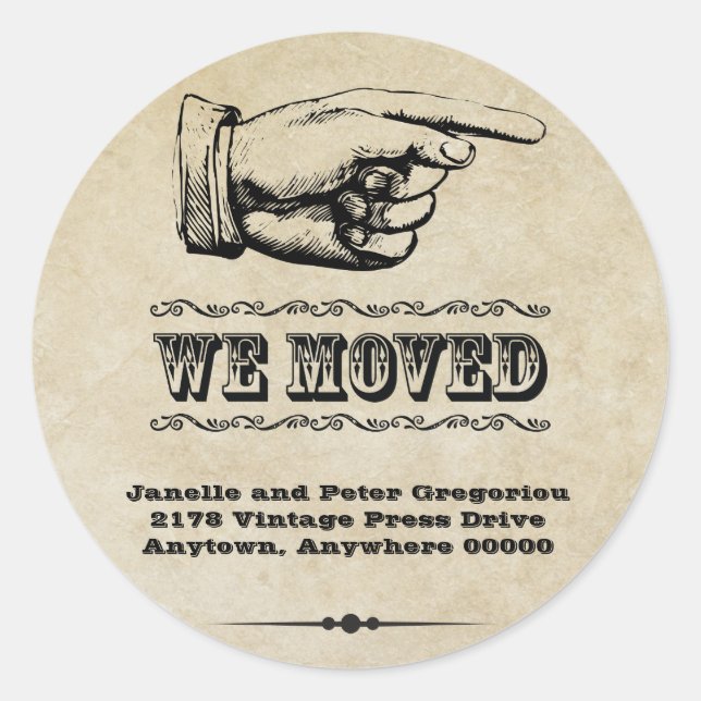 Vintage Pointer Moving Announcement  Sticker (Front)