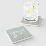 Vintage Pointing Beach Sign Stone Coaster at Zazzle
