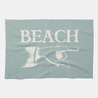 Vintage Pointing Beach Sign Towel