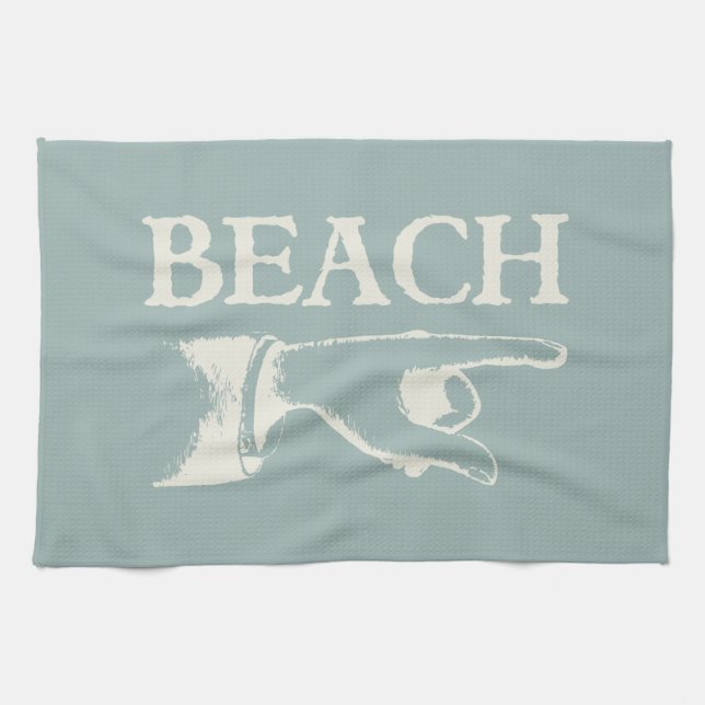 Vintage Pointing Beach Sign Towel (Horizontal)