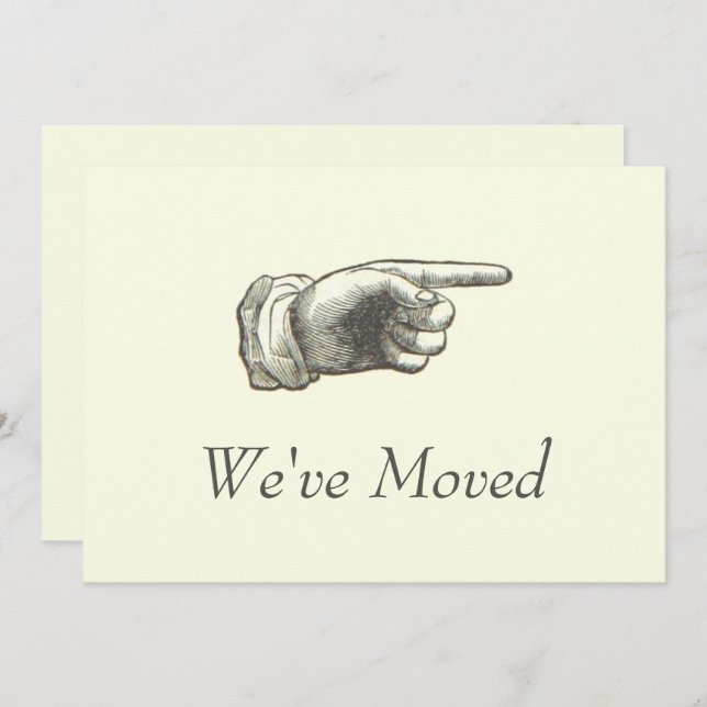 Vintage Pointing Hand Moving Announcement  (Front/Back)