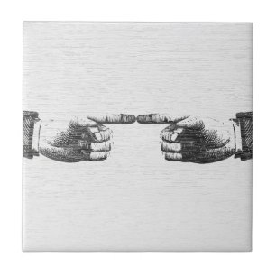 Vintage Pointing Hands Ceramic Tile