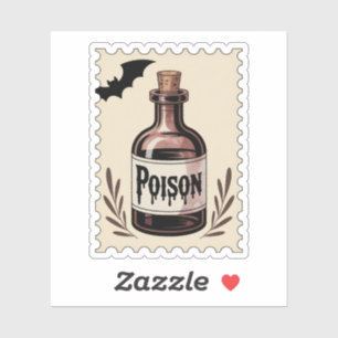 Vintage Poison Bottle Halloween Postage Stamp Sticker