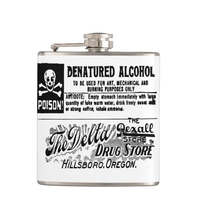 Vintage Poison Label Flask (Front)