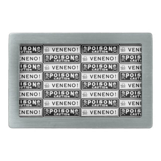 Vintage Poison Labels Rectangular Belt Buckle (Front)