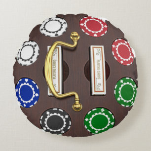 Vintage Poker Chip Carousel Round Pillow