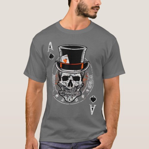 Vintage Poker Design Ace Of Spades Chip Skull Edit T_Shirt
