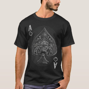 Vintage Poker Design Ace Of Spades Samurai Skull E T-Shirt