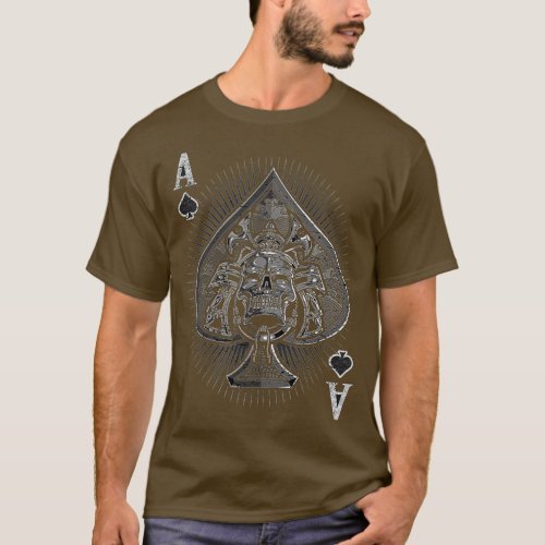 Vintage Poker Design Ace Of Spades Samurai Skull E T_Shirt