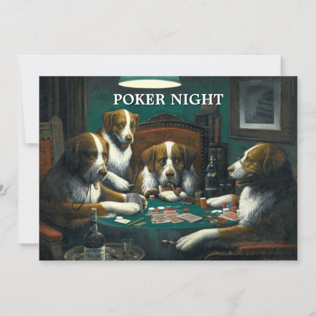 Vintage Poker Game Night Invitation Template (Front)