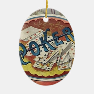 Vintage Poker Mens Smoking Room Gambling Ceramic Ornament