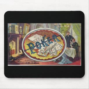 Vintage Poker Mens Smoking Room Gambling Mouse Pad