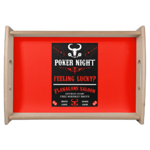 Vintage Poker Night Poster Serving Tray