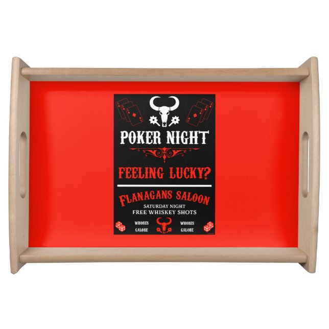 Vintage Poker Night Poster Serving Tray (Front)