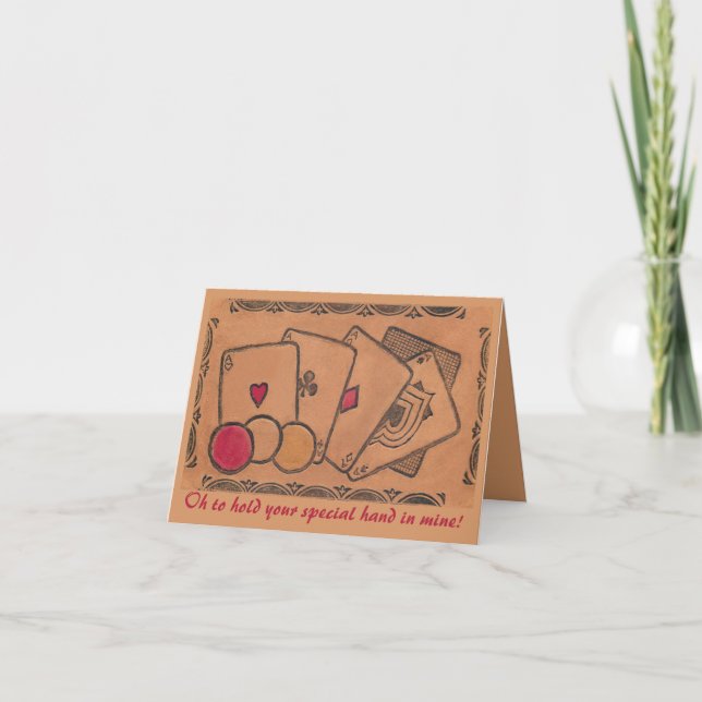 Vintage poker Valentine birthday card (Front)