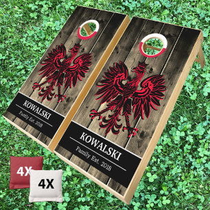 Vintage Poland & Polish Flag Wood / Family fun Cornhole Set