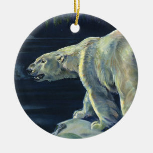 Vintage Polar Bear, Arctic Marine Life Animals Ceramic Ornament