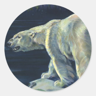 Vintage Polar Bear, Arctic Marine Life Animals Classic Round Sticker