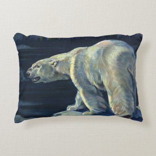 Vintage Polar Bear Arctic Marine Life Animals Decorative Pillow