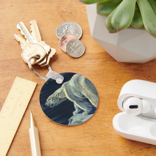 Vintage Polar Bear, Arctic Marine Life Animals Keychain (Desk)
