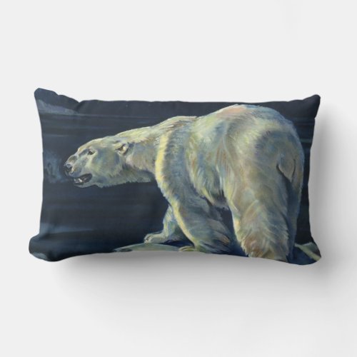 Vintage Polar Bear Arctic Marine Life Animals Lumbar Pillow