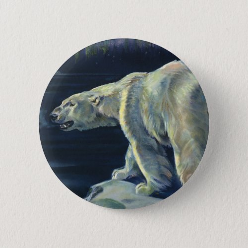 Vintage Polar Bear Arctic Marine Life Animals Pinback Button
