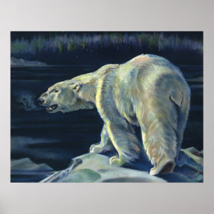 Vintage Polar Bear, Arctic Marine Life Animals Poster