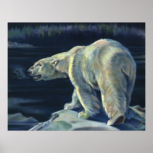 Vintage Polar Bear Arctic Marine Life Animals Poster