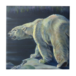 Vintage Polar Bear, Arctic Marine Life Animals Tile
