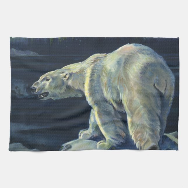 Vintage Polar Bear, Arctic Marine Life Animals Towel (Horizontal)
