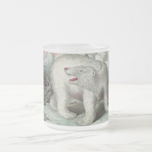 Vintage polar bear on iceberg winter illustration frosted glass coffee mug