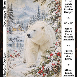 Vintage Polar Bear, Winter Forest, Christmas FY3R Tissue Paper