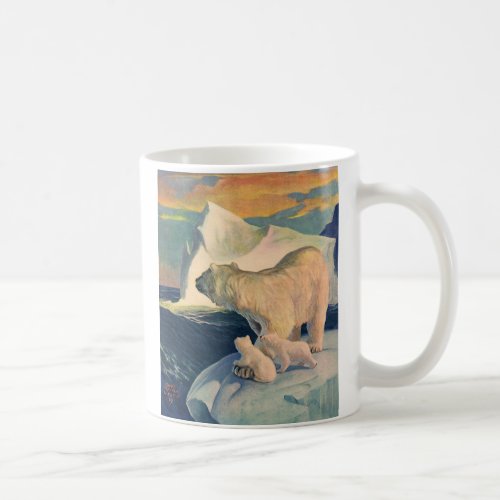 Vintage Polar Bears on Iceberg Wild Arctic Animal Coffee Mug