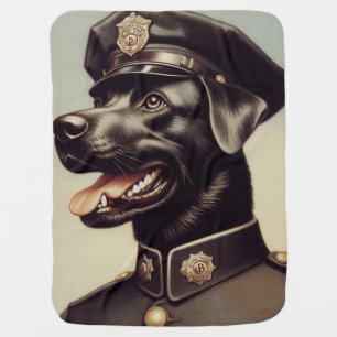 Vintage Police Dog Painting Baby Blanket