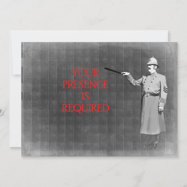 Vintage Police Man Illustration Invitation (Front)