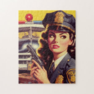Vintage Police Officer Illustration Jigsaw Puzzle