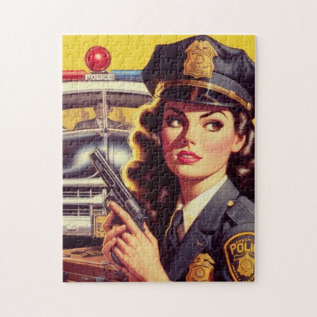 Vintage Police Officer Illustration Jigsaw Puzzle (Vertical)