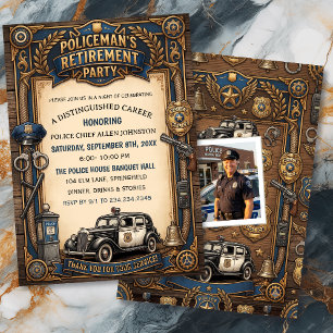Vintage Police Officer Retirement Party  Invitation