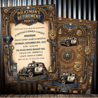 Vintage Police Officer Retirement Party Invitation