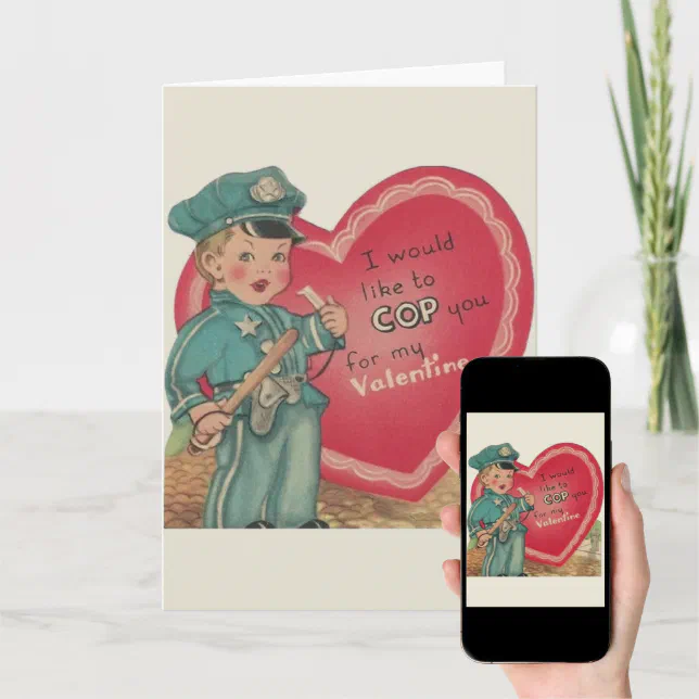 Vintage Police Officer Valentine Greeting Card | Zazzle