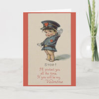 Vintage Police Officer Valentine Holiday Card