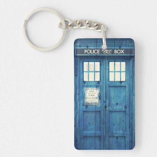 Vintage Police phone Public Call Box Keychain (Front)