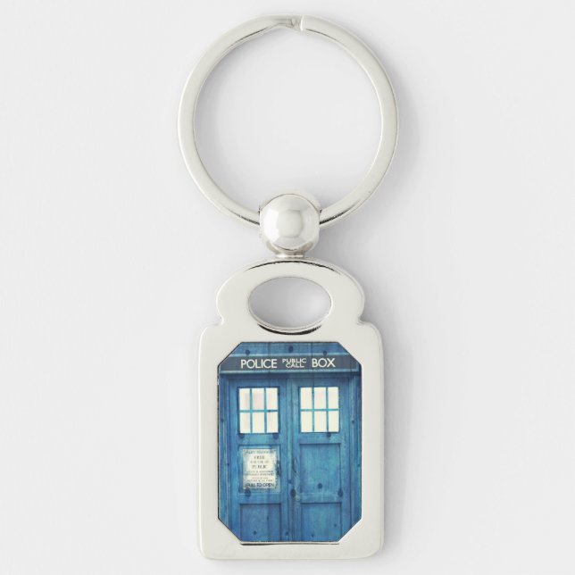 Vintage Police phone Public Call Box Keychain (Front)