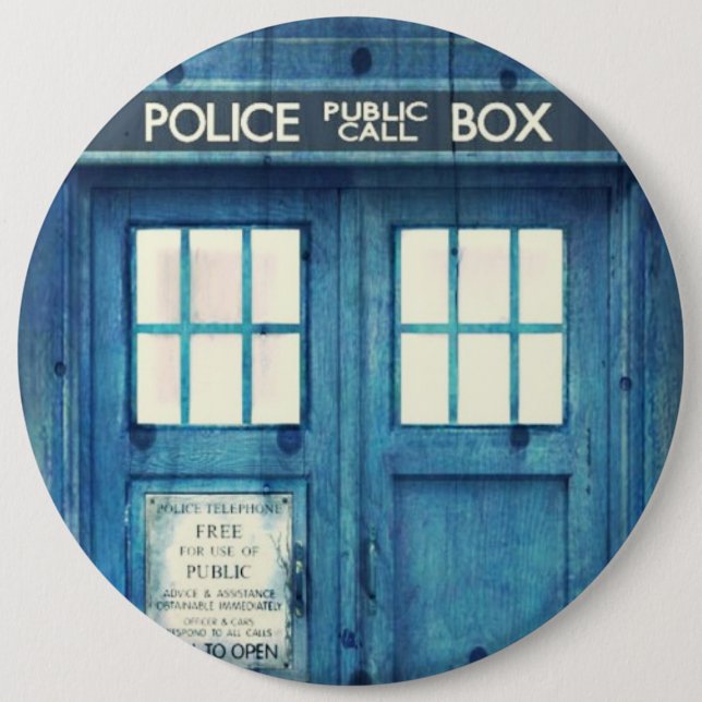 Vintage Police phone Public Call Box Pinback Button (Front)