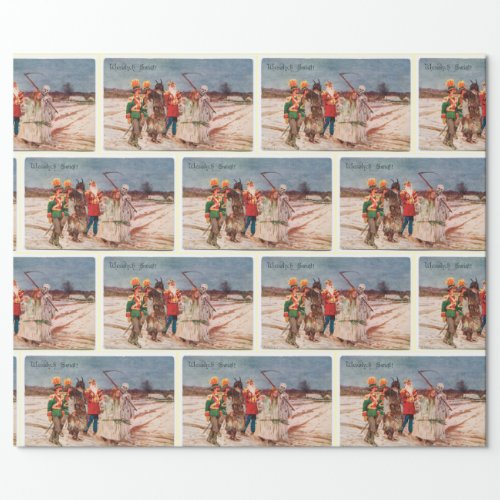 VIntage Polish Christmas Mummers Wrapping Paper