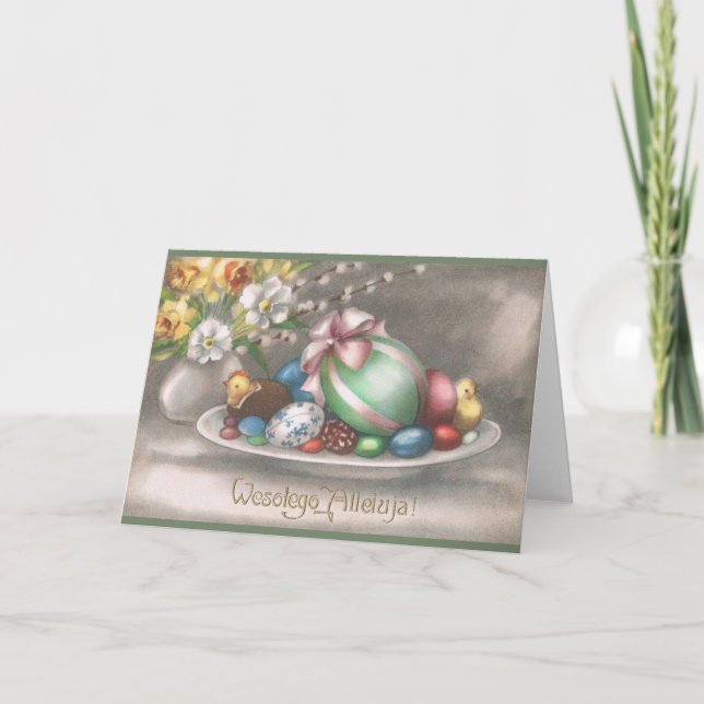 Vintage Polish Easter Greeting Card (Front)